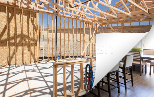 Kitchen Construction Framing with Page Corner Flipping to Comple Stock photo © feverpitch
