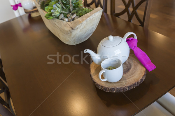 Abstract of Inviting Table Setting with Tea and Kettle Stock photo © feverpitch