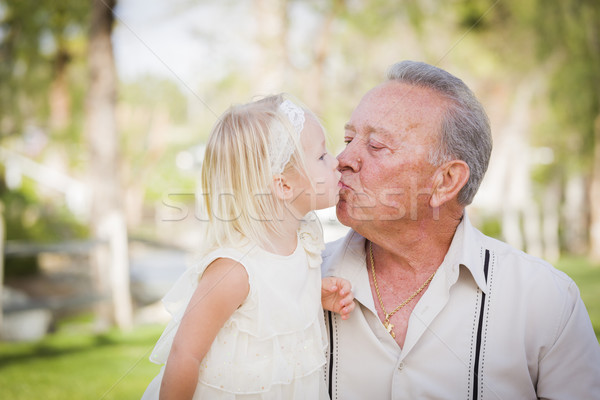Avô neta beijando parque amoroso fora Foto stock © feverpitch