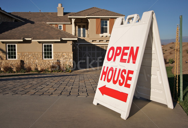 Stock photo: Open House Sign & New Home