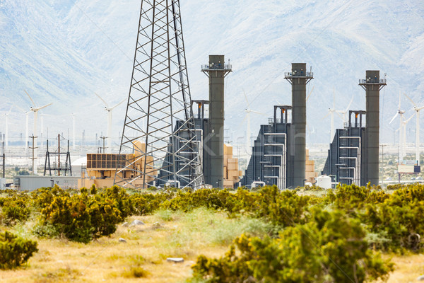 Foto stock: Aerogenerador · granja · industrial · nubes · paisaje