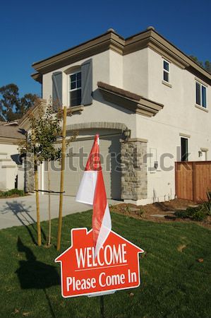Bienvenue signe immobilier nouvelle maison affaires Photo stock © feverpitch