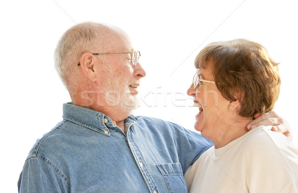 Happy Senior Couple Laughing on White Stock photo © feverpitch