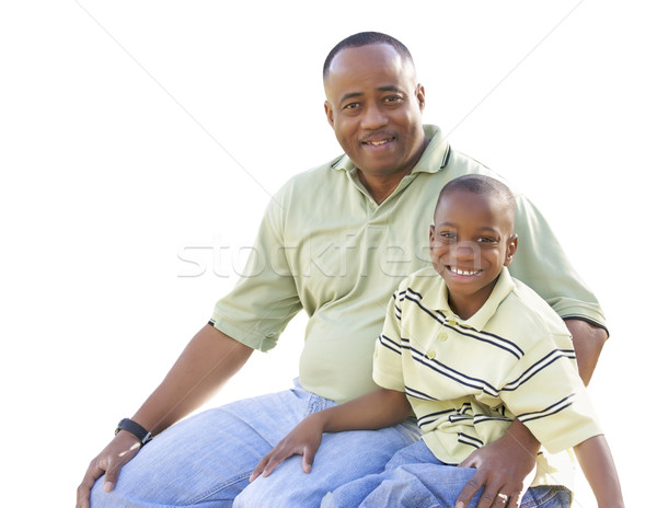 Happy Man and Child Isolated on White Stock photo © feverpitch
