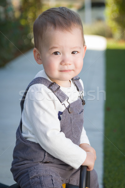Young Mixed Race Chinese and Caucasian Baby Boy Having Fun Outdo Stock photo © feverpitch