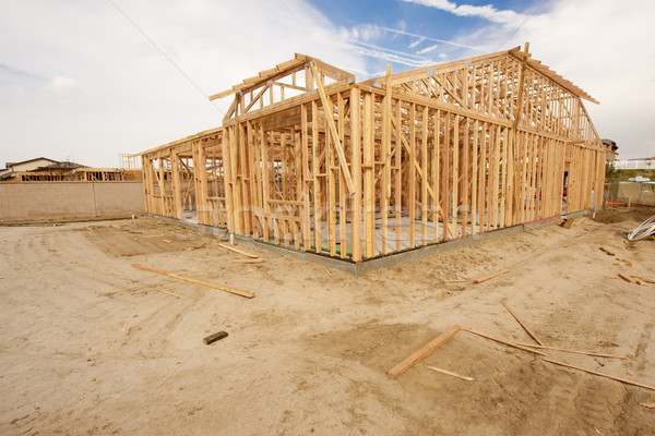 Nieuwe bouw home abstract hout huis Stockfoto © feverpitch