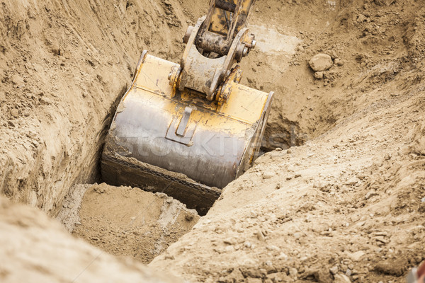 挖掘機 拖拉機 溝 工作的 場 機 商業照片 © feverpitch