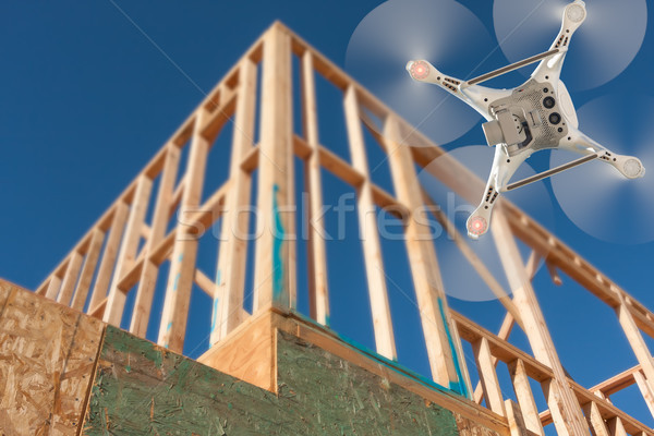 Drone Quadcopter Flying and Inspecting Construction Site Stock photo © feverpitch