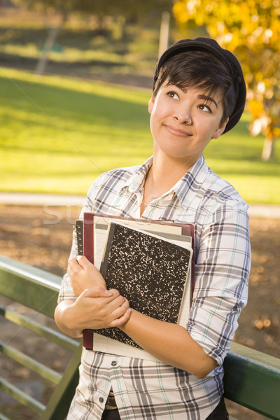 Portrait of Mixed Race Female Student Looking Away  Stock photo © feverpitch