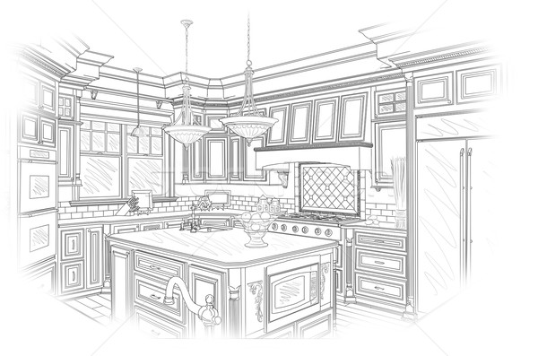 Nero cucina design disegno bianco Foto d'archivio © feverpitch