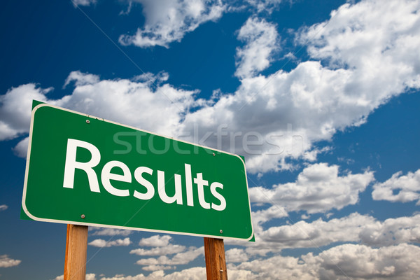 Stock photo: Results Green Road Sign