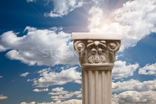 Ancient Replica Column Pillar Over Clouds and Sun Stock photo © feverpitch