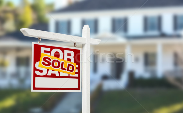 Sold Home For Sale Real Estate Sign in Front of Beautiful New Ho Stock photo © feverpitch
