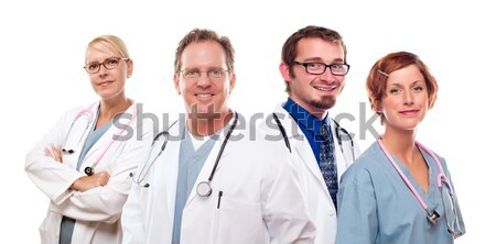 Stock foto: Gruppe · Ärzte · Krankenschwestern · weiß · isoliert · Arzt