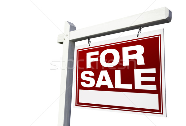 [[stock_photo]]: Vente · immobilier · signe · isolé · blanche · maison