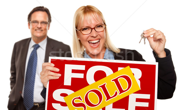 Hombre mujer rubia claves vendido venta Foto stock © feverpitch