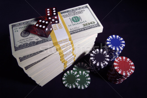 Hundred Dollar Bills, Red Dice & Poker Chips Stock photo © feverpitch