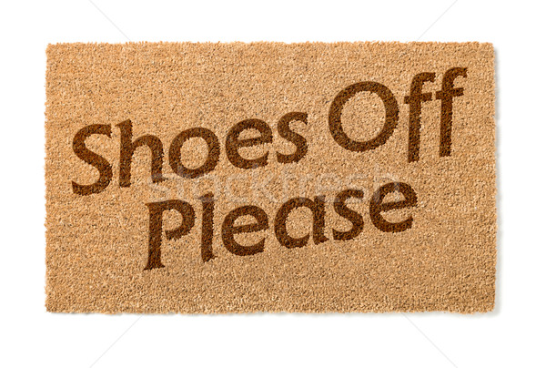 Shoes Off Welcome Mat On White Stock photo © feverpitch