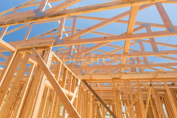 Stock photo: Wood Home Framing Abstract At Construction Site.