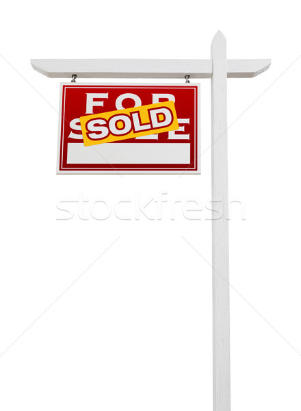 Left Facing Sold For Sale Real Estate Sign Isolated on a White B Stock photo © feverpitch