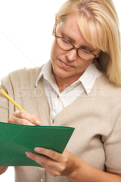 Beautiful Woman with Pencil and Folder  Stock photo © feverpitch