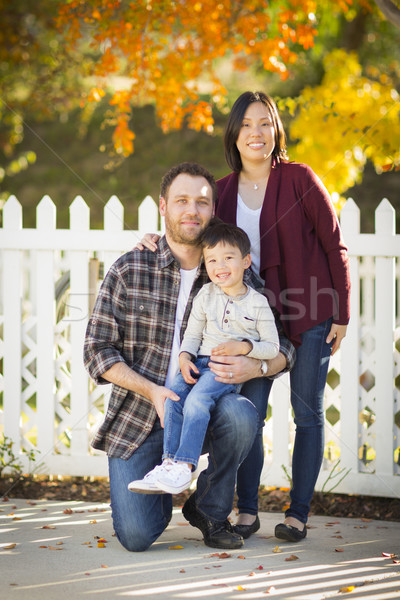 Genç aile portre açık havada mutlu çekici Stok fotoğraf © feverpitch