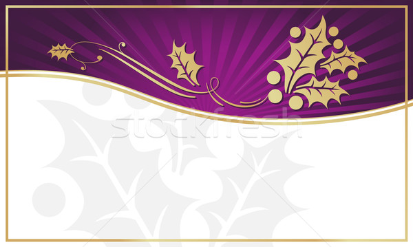 Purple and Gold Holly Adorned Gift Tag Stock photo © feverpitch