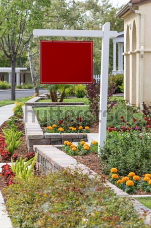 Blank Sale Real Estate Sign in Front of House Stock photo © feverpitch