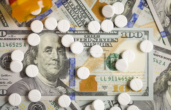 Foto d'archivio: Medicina · pillole · di · recente · uno · cento · dollaro
