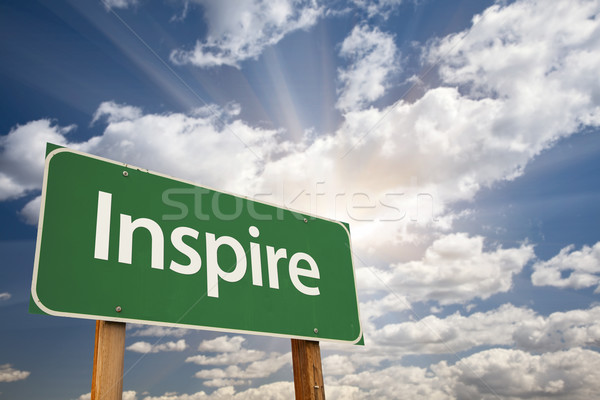 Stock photo: Inspire Green Road Sign