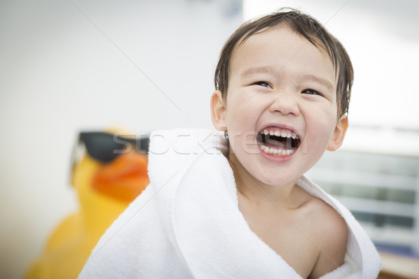 Mixed Race Boy Having Fun at the Water Park Stock photo © feverpitch