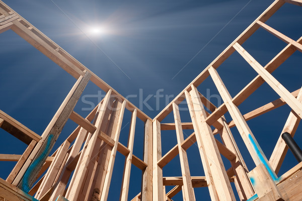 [[stock_photo]]: Construction · résumé · nouvelle · ciel · bleu · maison · bois