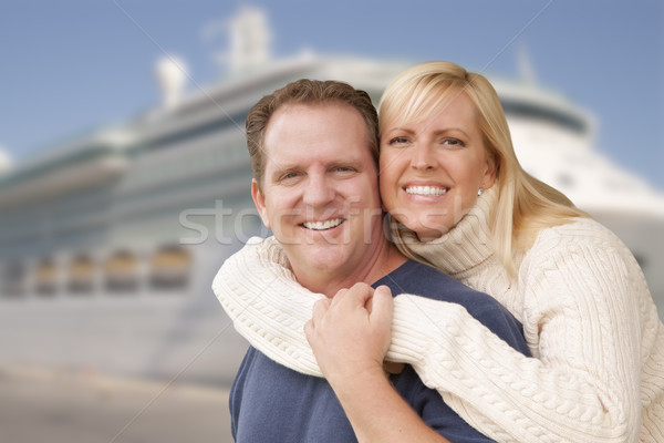 Young Happy Couple In Front of Cruise Ship Stock photo © feverpitch