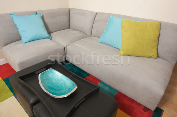 Grey Suede Couch Corner Area Stock photo © feverpitch