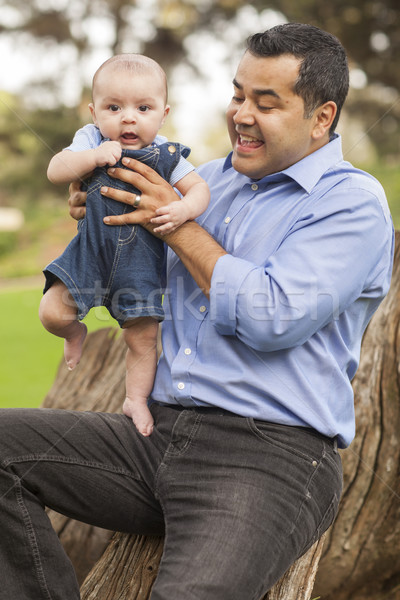 Stock foto: Gut · aussehend · latino · Vater-Sohn · posiert · Porträt · Park