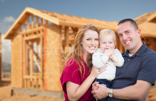 Young Military Family Outside Their New Home Framing Stock photo © feverpitch