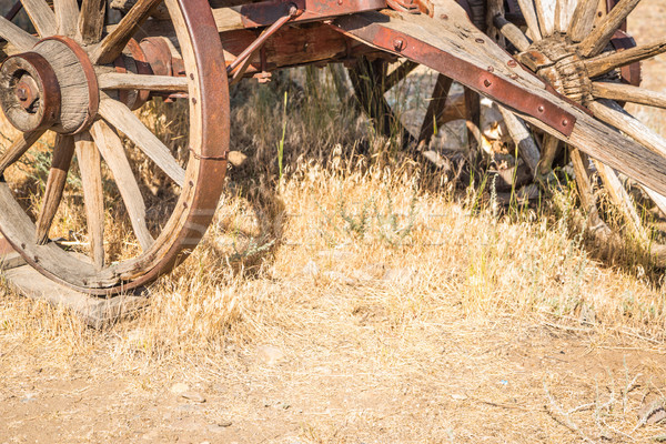 Stock photo: Abstract of Vintage Antique Wood Wagons and Wheels.