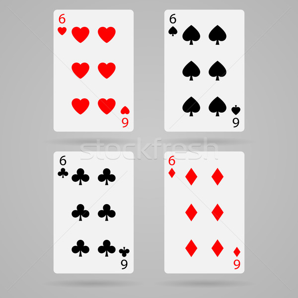 Vektor sechs Karten sauber Set Spielkarten Stock foto © filip_dokladal
