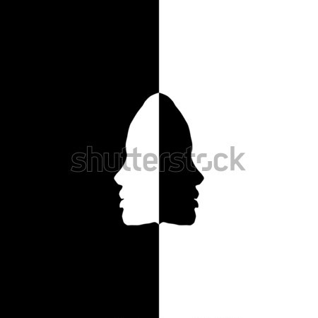[[stock_photo]]: Vecteur · tête · silhouettes · miroir · blanc · noir · femme