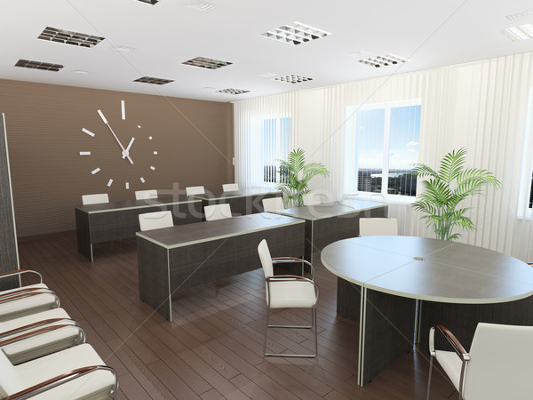 Sala konferencyjna 3D obraz biuro drewna zegar Zdjęcia stock © filipok