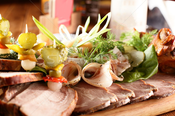 肉 ガーニッシュ 新鮮な おいしい 食品 背景 ストックフォト © fiphoto