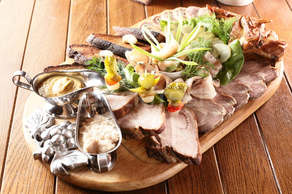 Fleisch garnieren frischen lecker Essen Hintergrund Stock foto © fiphoto