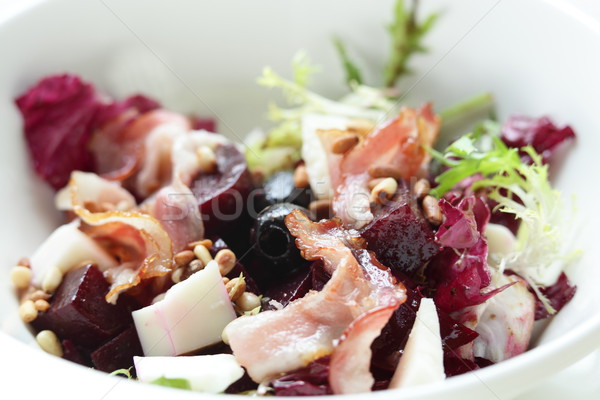 新鮮な サラダ おいしい 白 皿 葉 ストックフォト © fiphoto