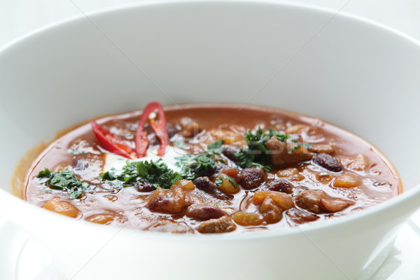 スープ 白 皿 ホット 木製のテーブル 食品 ストックフォト © fiphoto