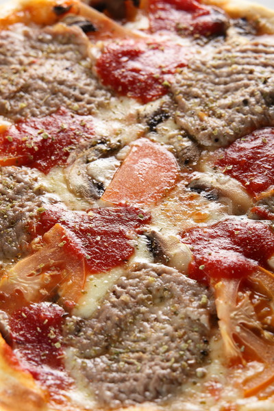 Frischen heißen Pizza Tabelle Essen Käse Stock foto © fiphoto