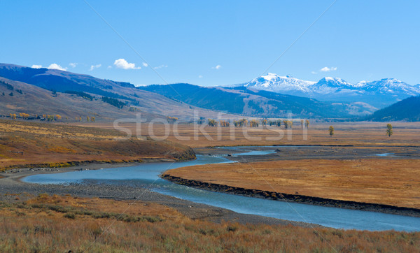 Gardner River with snowcapped mountains, Yellowstone National Park, Wyoming, USA Stock photo © fisfra