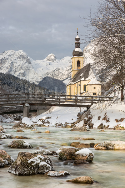 Church with German Alps in Ramsau, Bavaria Stock photo © fisfra