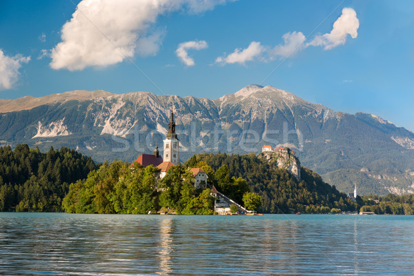 Island at Lake Bled at a sunny day, Slovenia Stock photo © fisfra