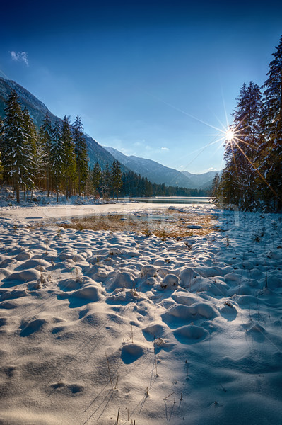 Snowcovered Lake Hintersee, Berchtesgadener Land, Bavaria, Germa Stock photo © fisfra