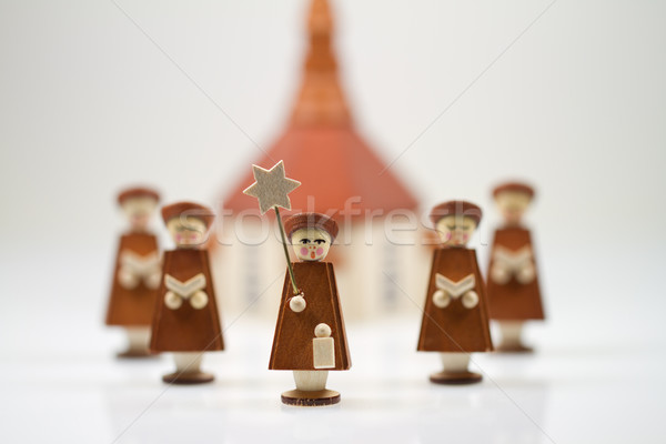 Handcrafted Carolers with white background, produced in Erz Mountains, Germany Stock photo © fisfra